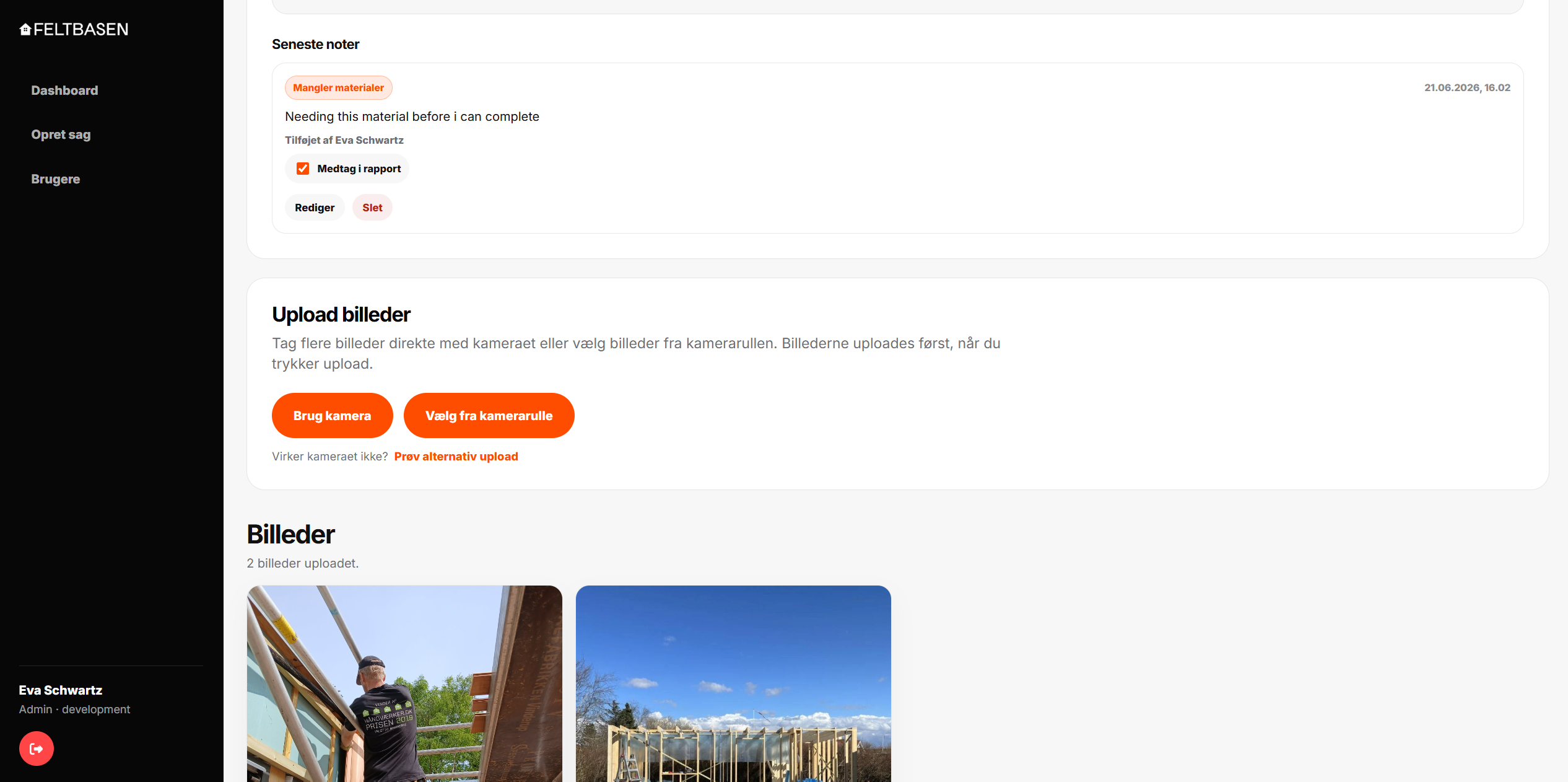 Feltbasen case documentation interface